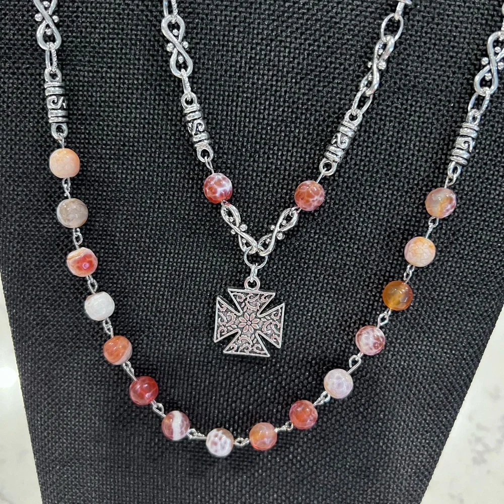 NWOT - Beautiful versatile sterling silver, double strand necklace with earrings - Picture 5 of 7